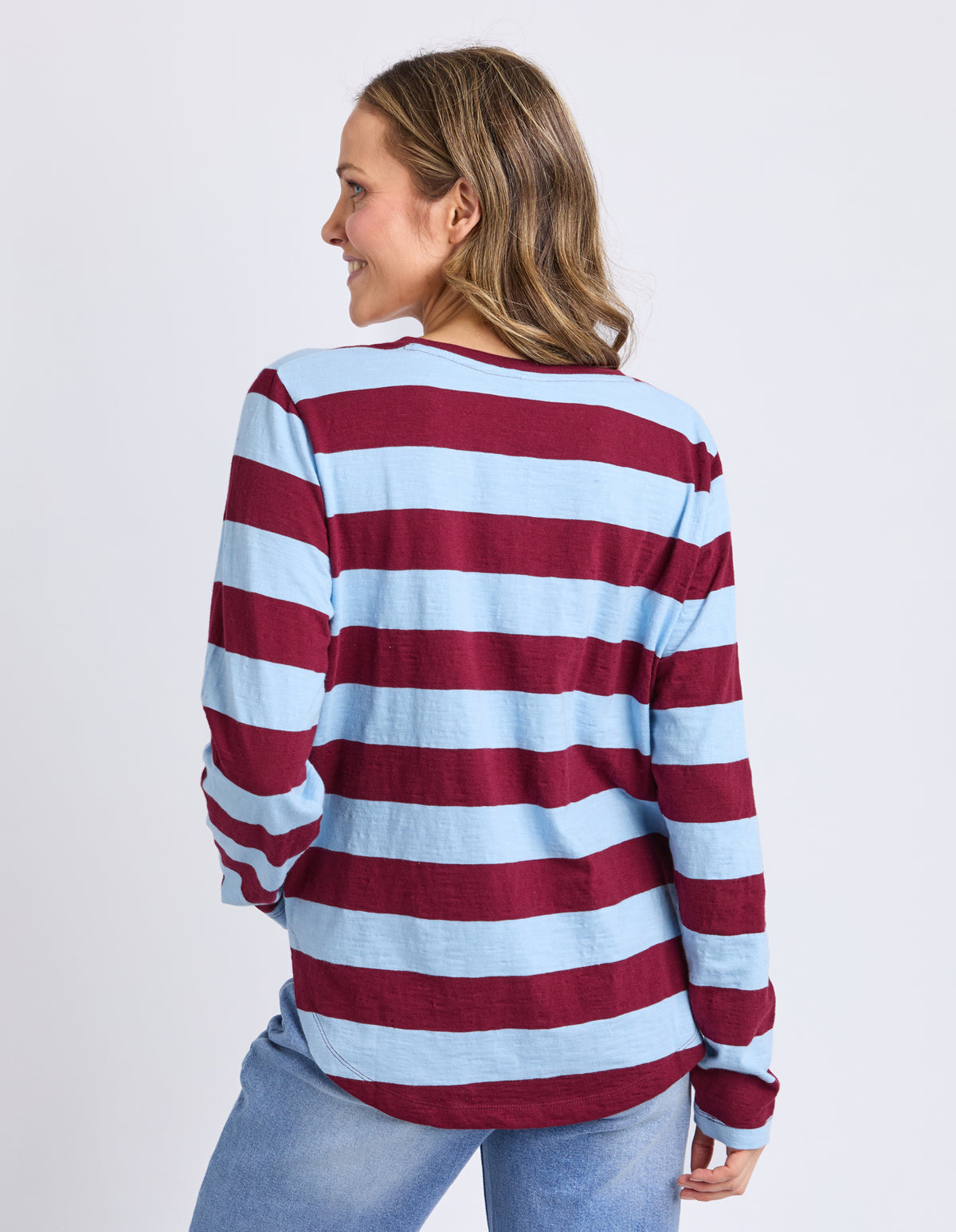 Elm Spritz Stripe L/S Tee Plumb