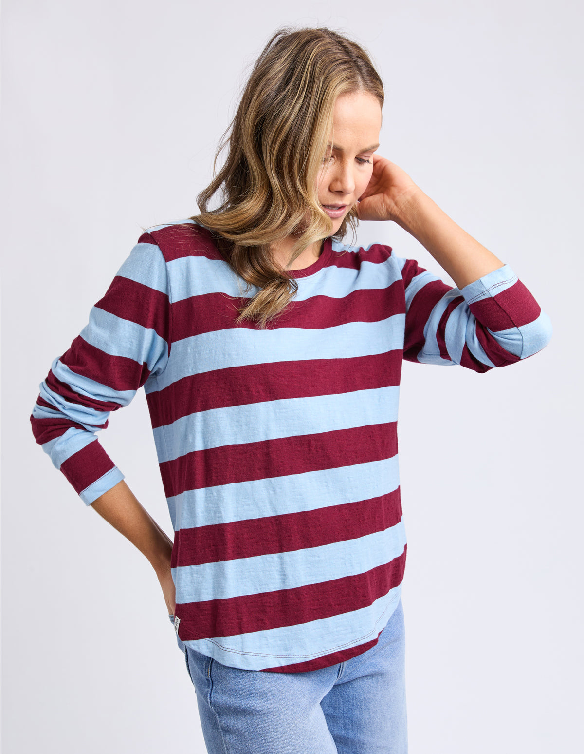 Elm Spritz Stripe L/S Tee Plumb