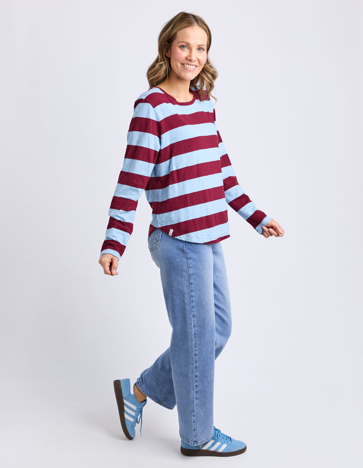 Elm Spritz Stripe L/S Tee Plumb