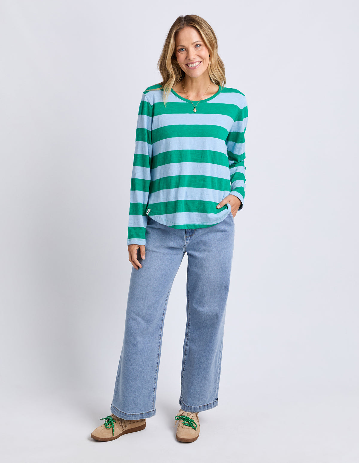 Elm Spritz Stripe L/S Tee Turquoise