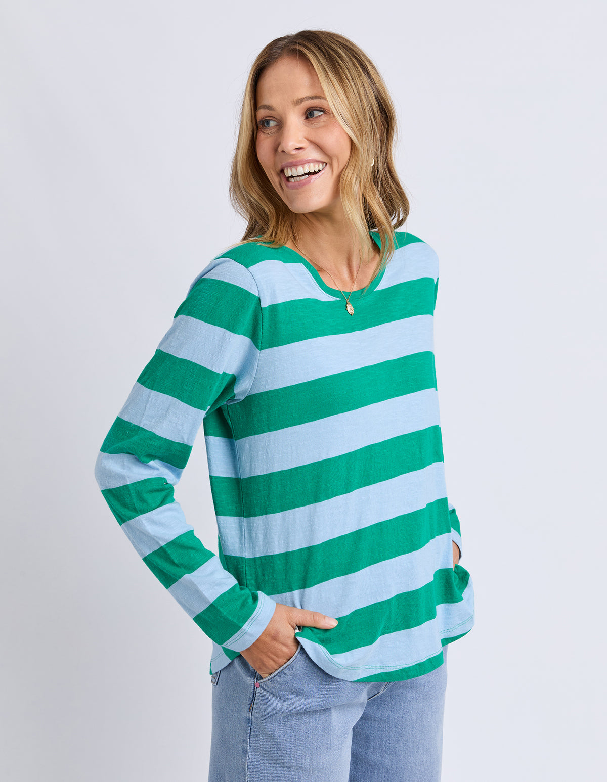 Elm Spritz Stripe L/S Tee Turquoise
