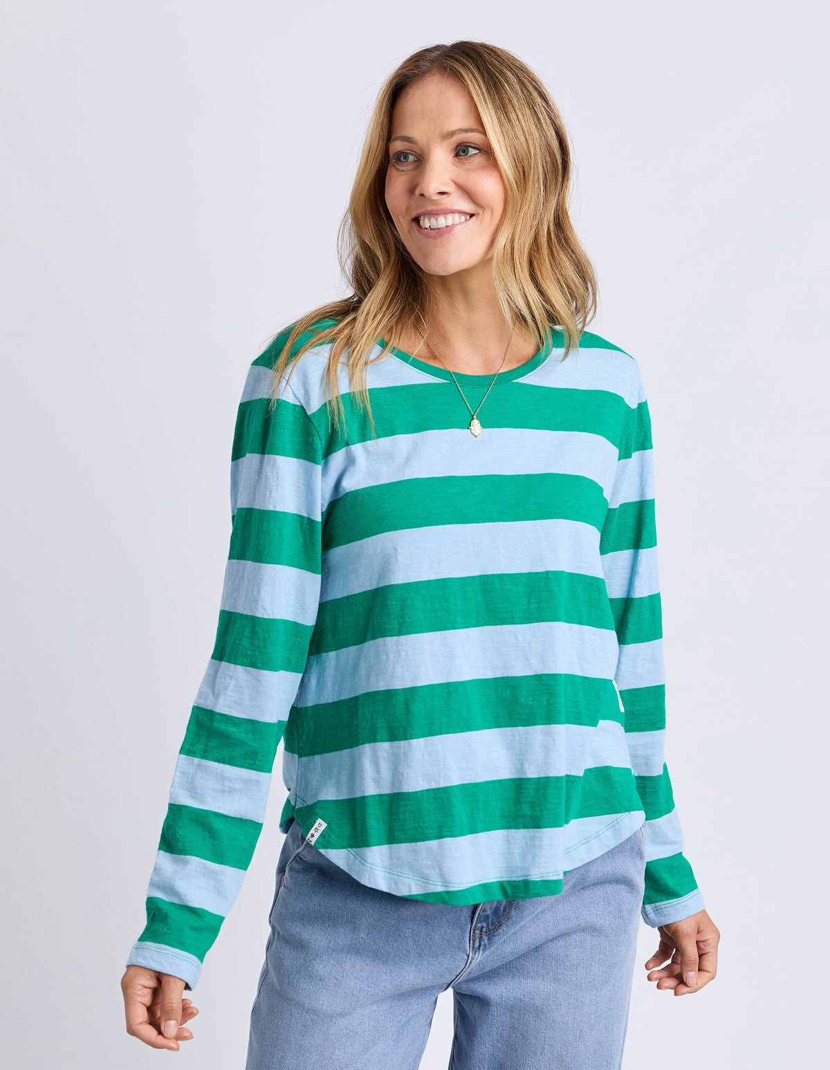 Elm Spritz Stripe L/S Tee Turquoise