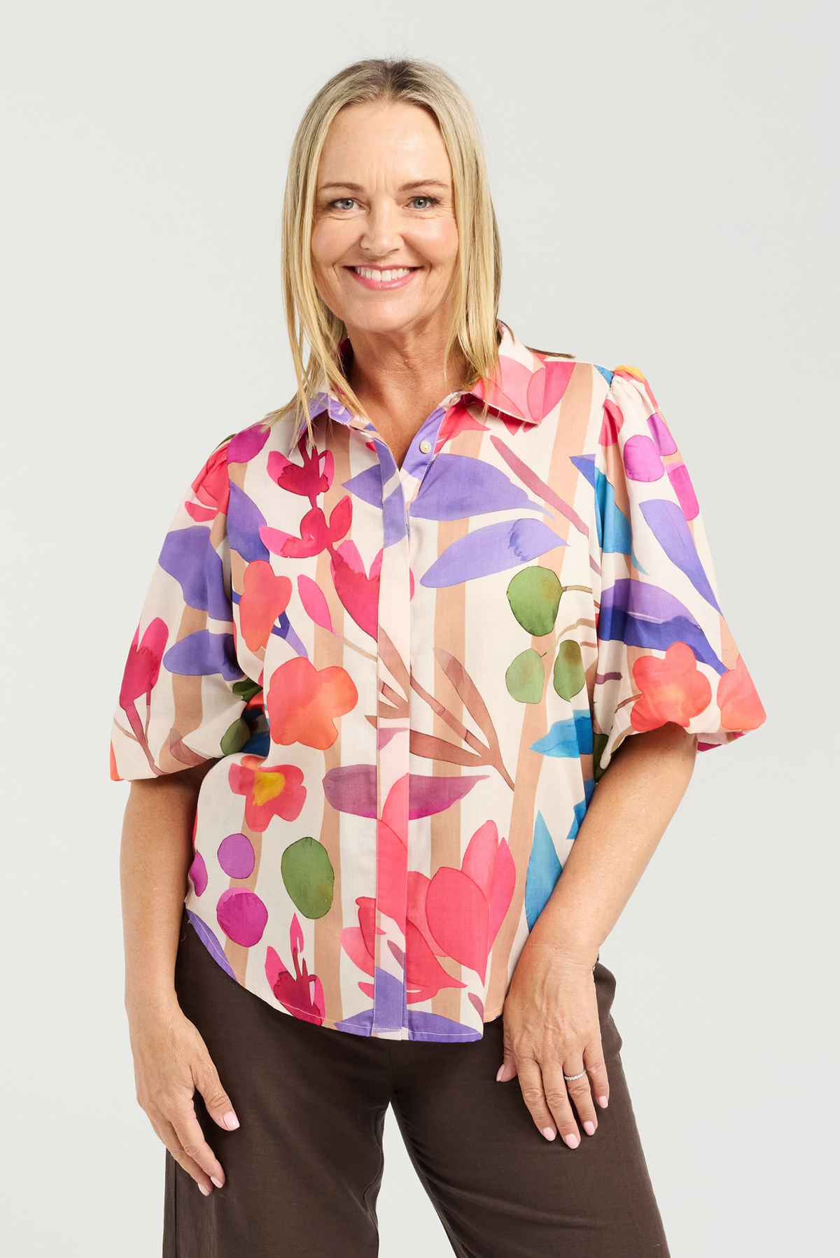 Seduce Lani Blouse Petal Stripe