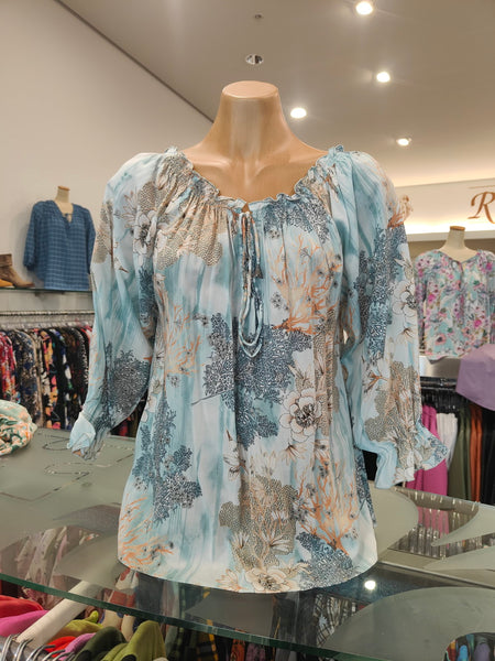 Large Floral Shinned Cuff Top