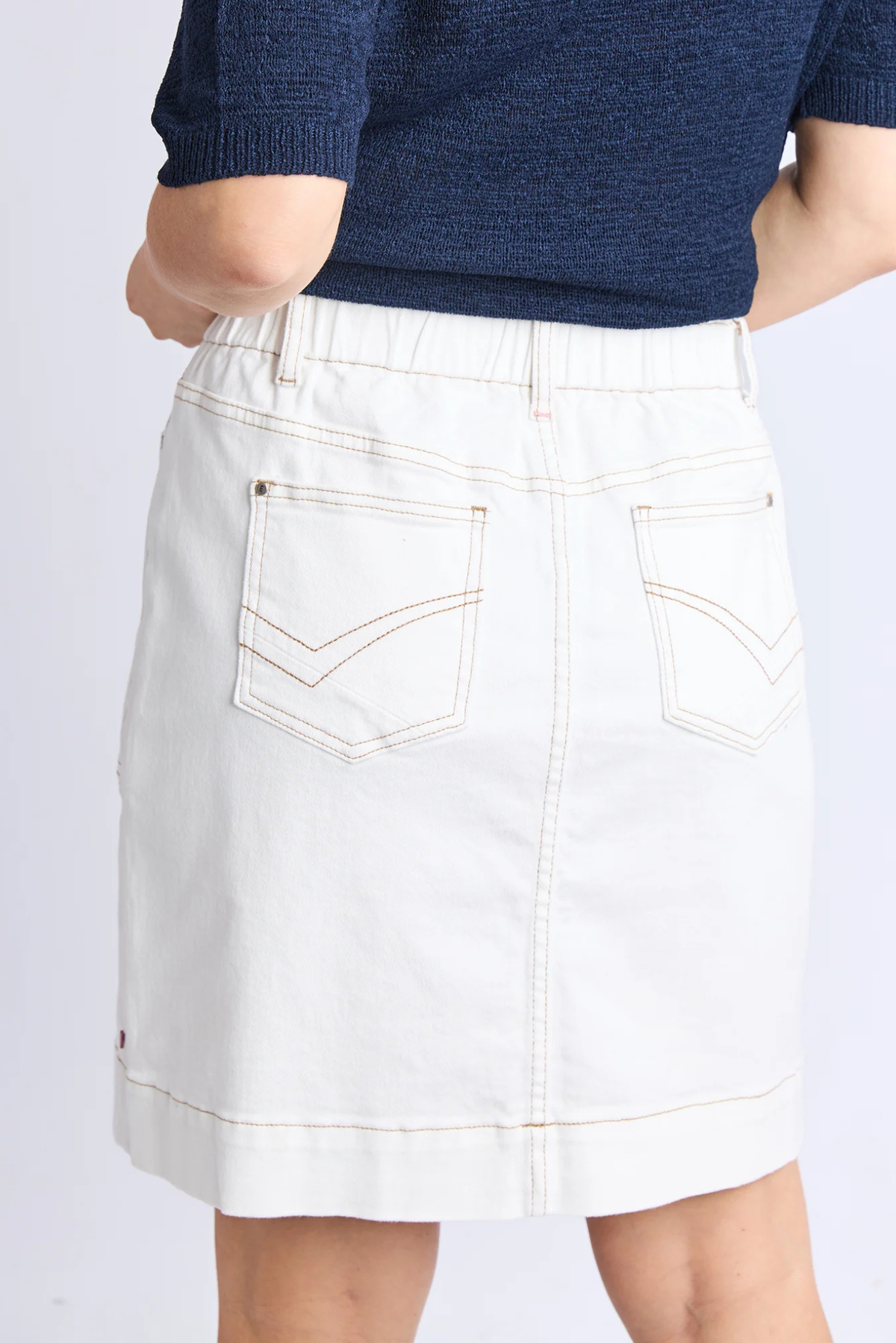 Elm Atlas Denim Skirt White
