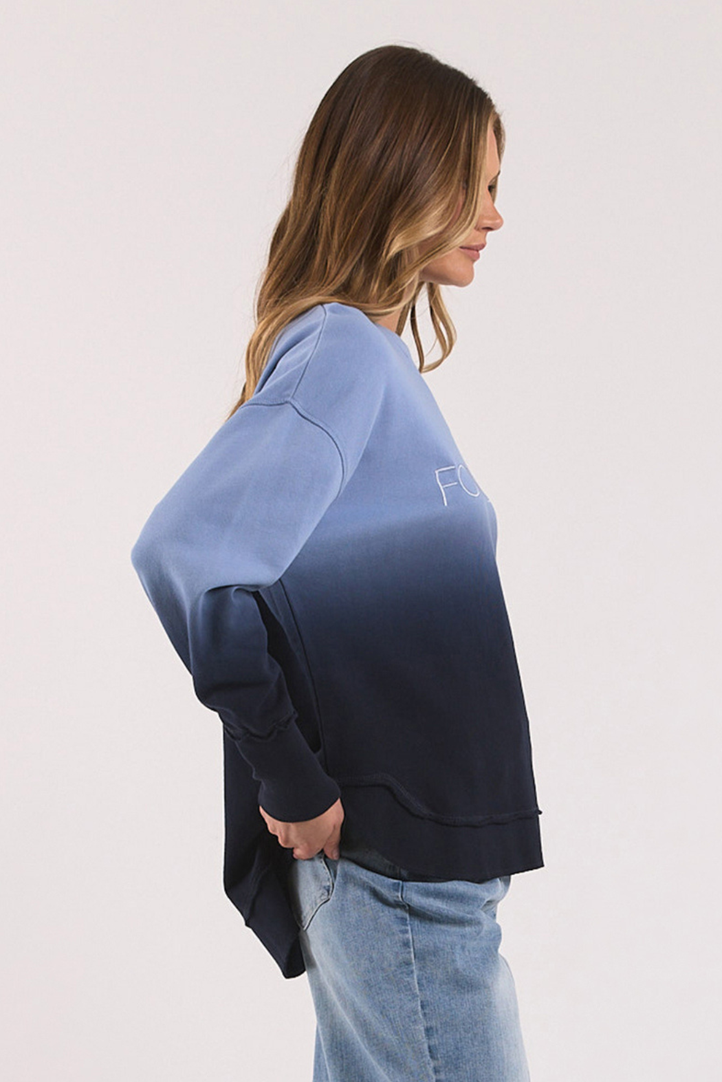 Foxwood Simplified Dip-Dye Crew Blue Ombre