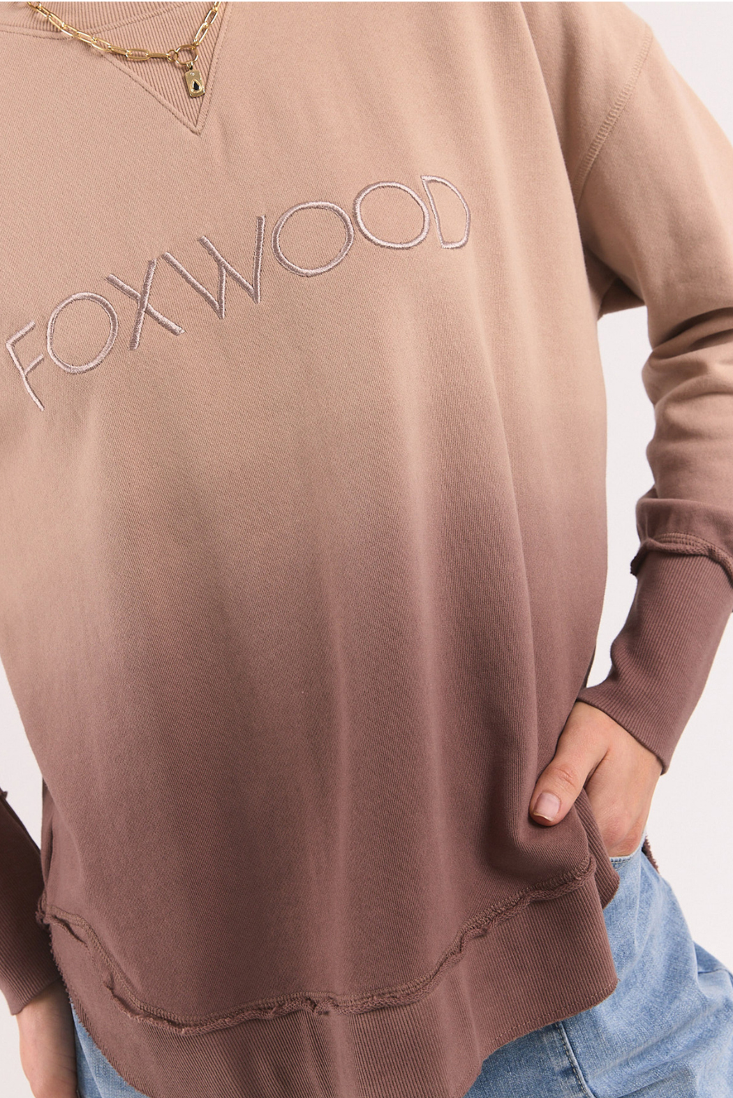 Foxwood Simplified Dip-Dye Crew Mocha Ombre