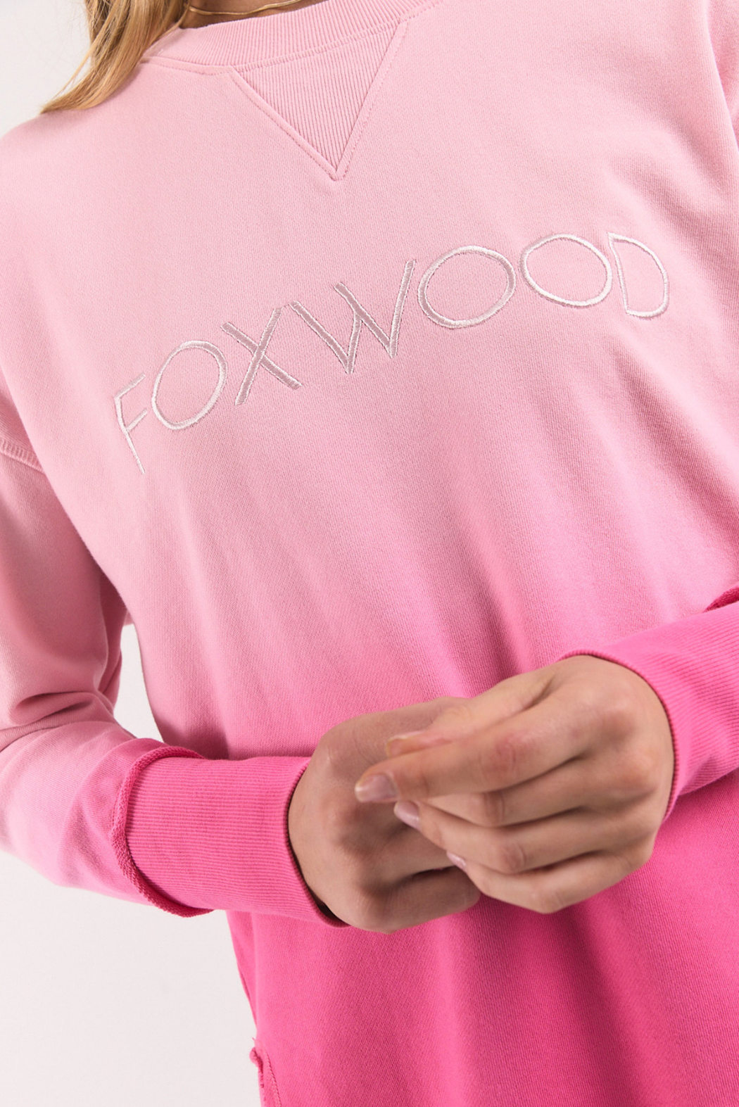 Foxwood Simplified Dip-Dye Crew Pink Ombre