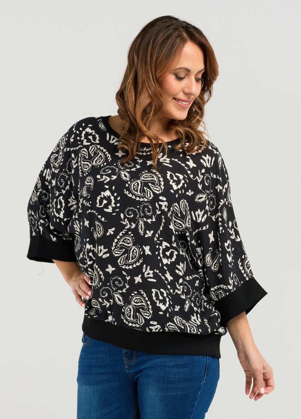 Seduce Florence Top- White Paisley