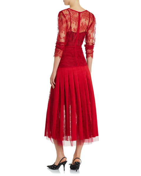 Florence Ruched Dress - Red
