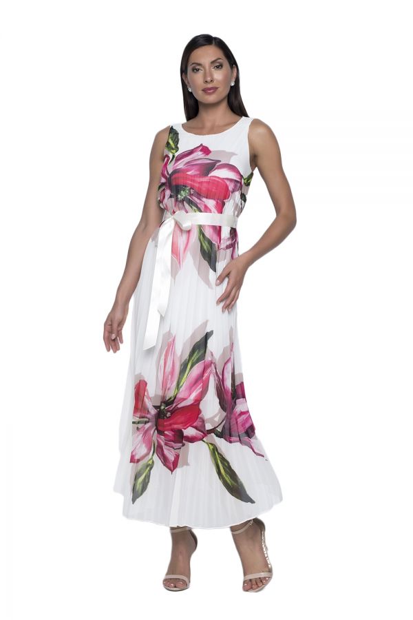 Frank Lyman Floral Pleated Maxi Dress