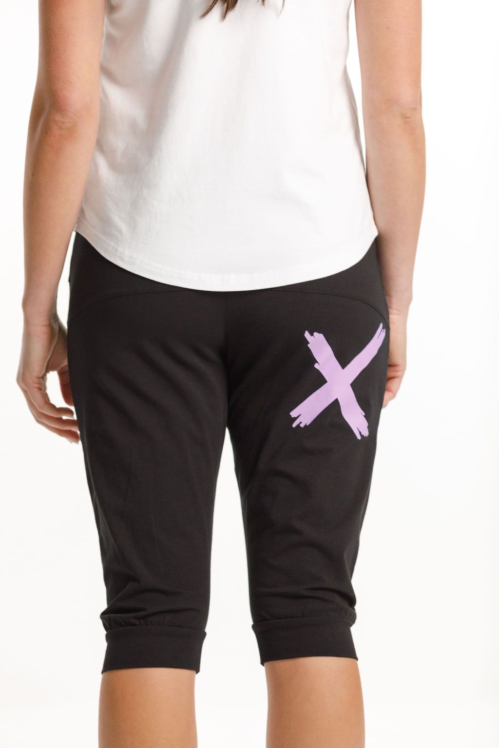 3/4 Apartment Pants Black With Lilac Sorbet