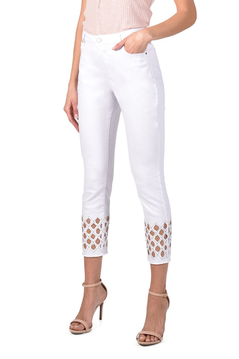 Frank Lyman  Cutout Dimante Jeans-White