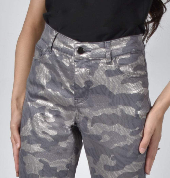 Frank Lyman 213108U Camo/Grey Woven Denim Pant