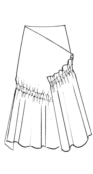 Deep Basque Ruched Skirt - Black - Paula Ryan