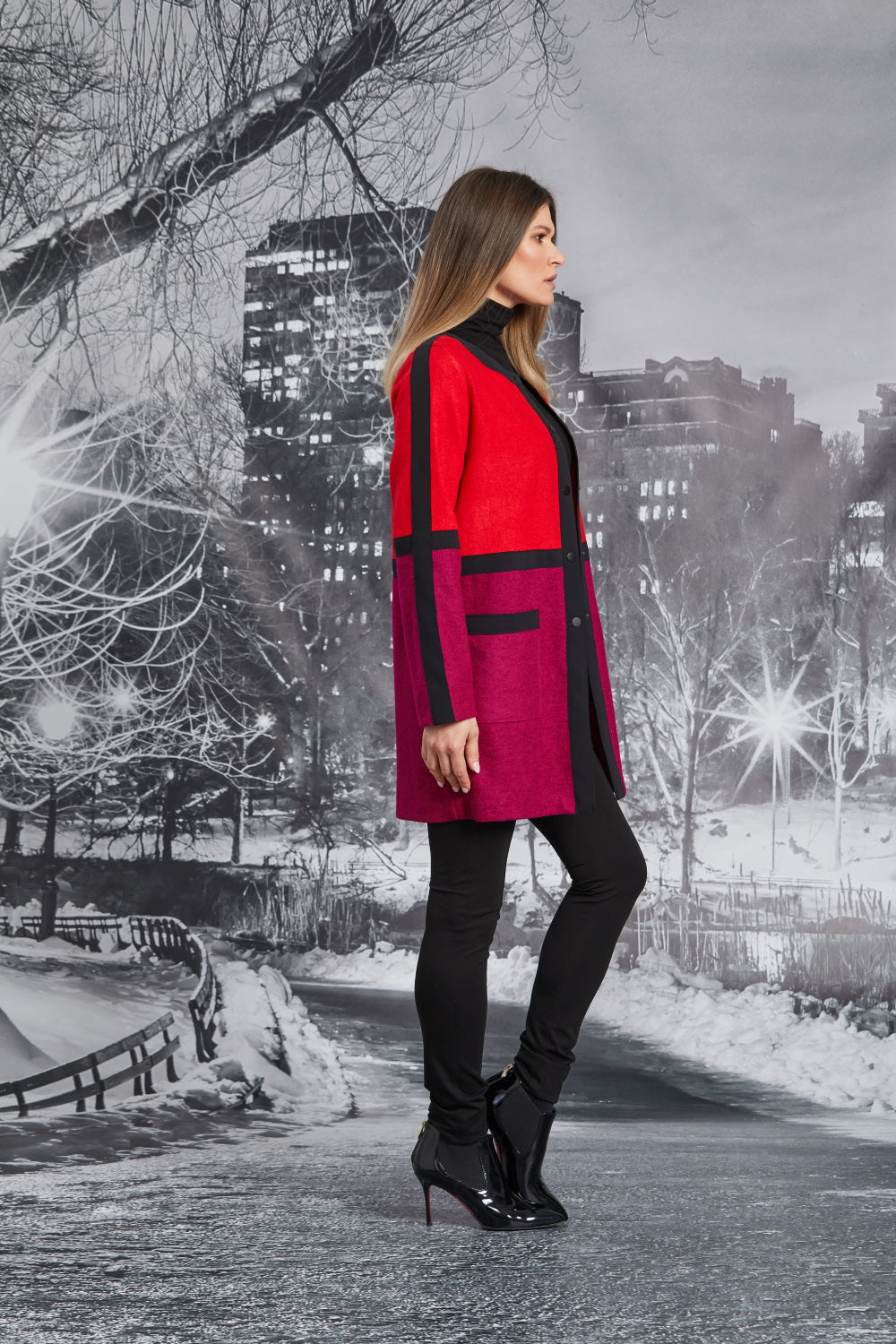 Paula Ryan Colour Block Coat Merino