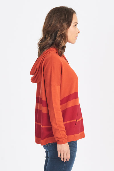 Drop Shoulder Stripe Hoodie