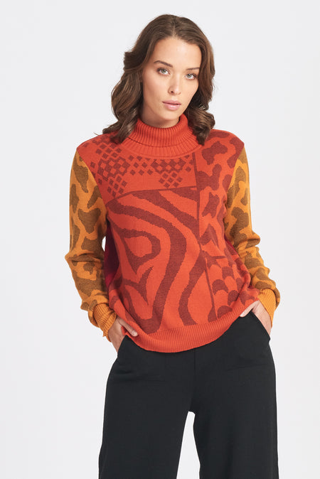 Cowl Neck Jumper - Tamarillo