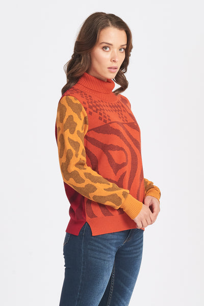 Colour Block Print Jumper