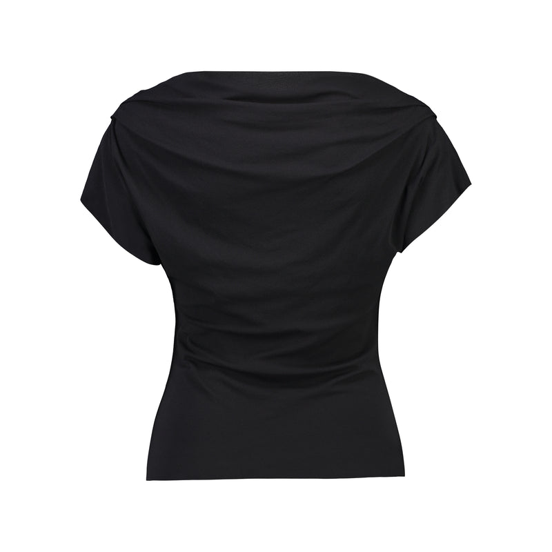 Paula Ryan Fitted Cowl Neck Top - Black