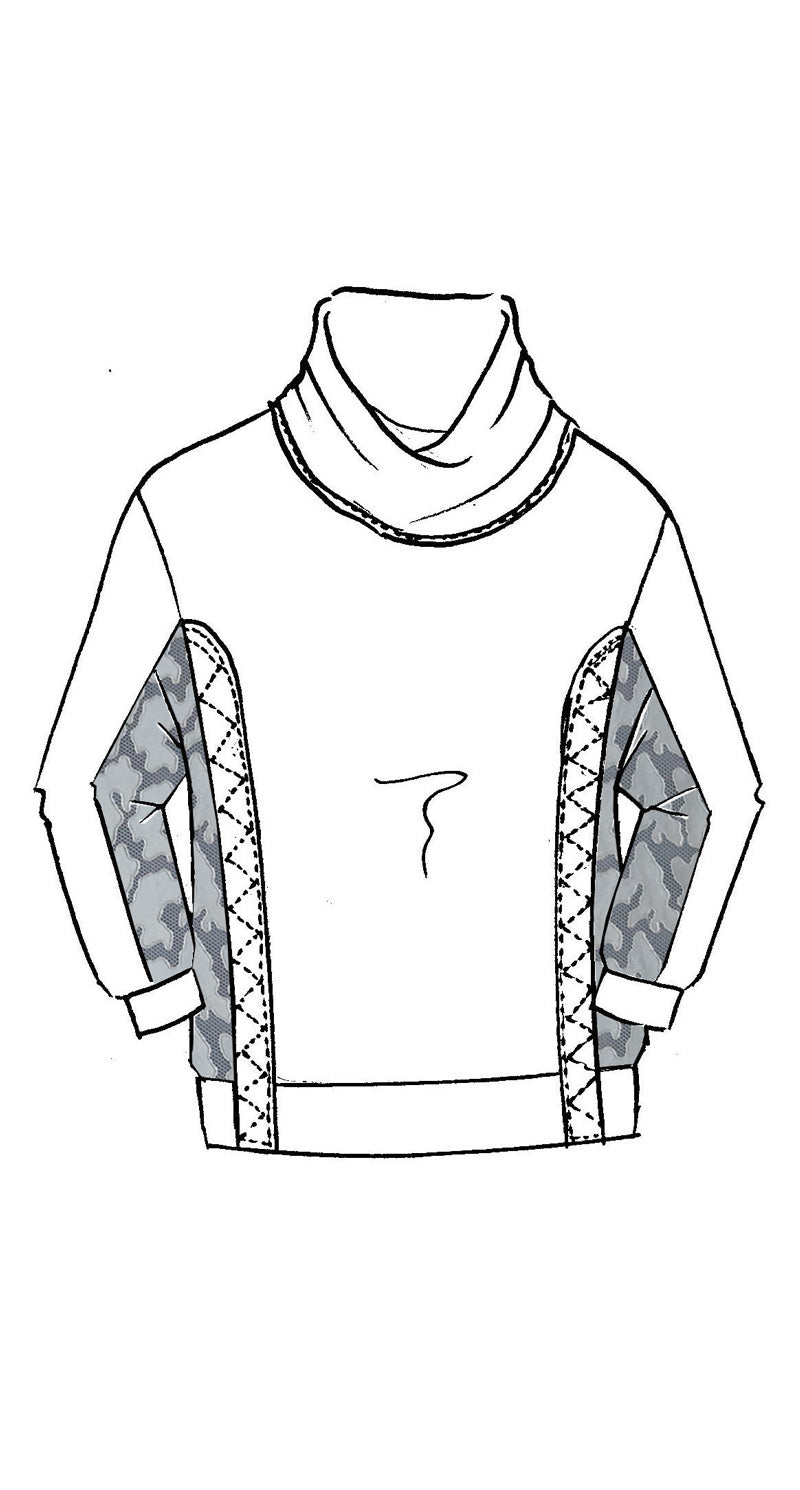 Side Panel Boxy Sweater-Merino Stretch