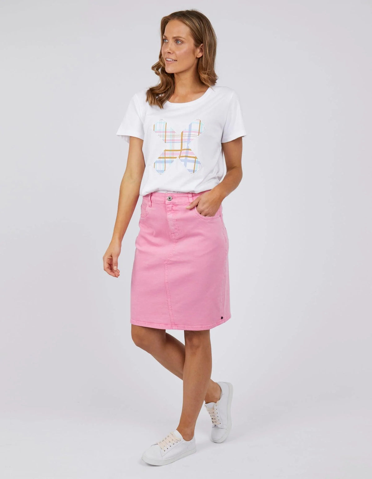 Elm Belle Denim Skirt - Sherbert Pink