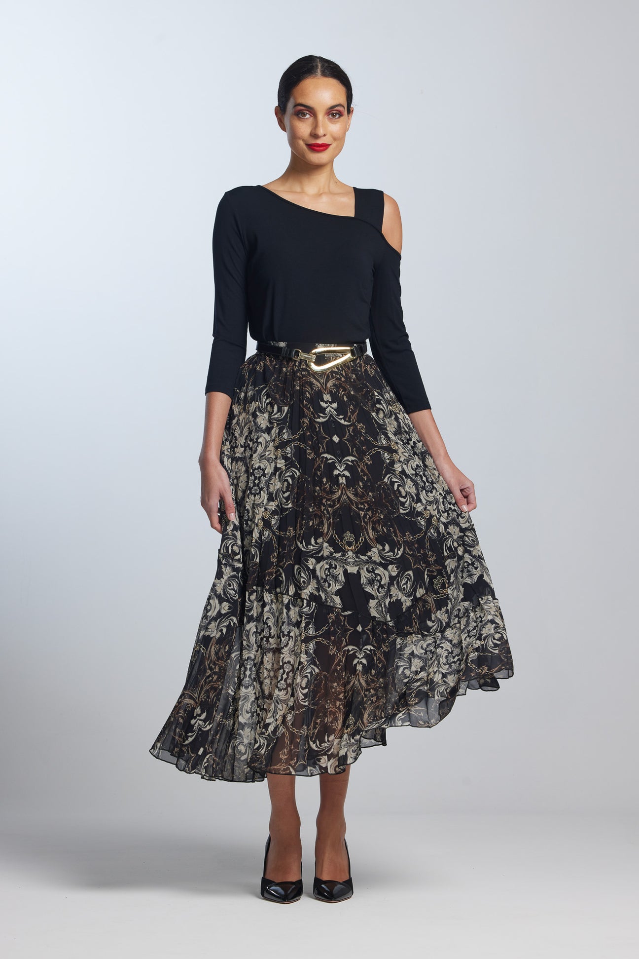 Pleated chiffon skirt nz store