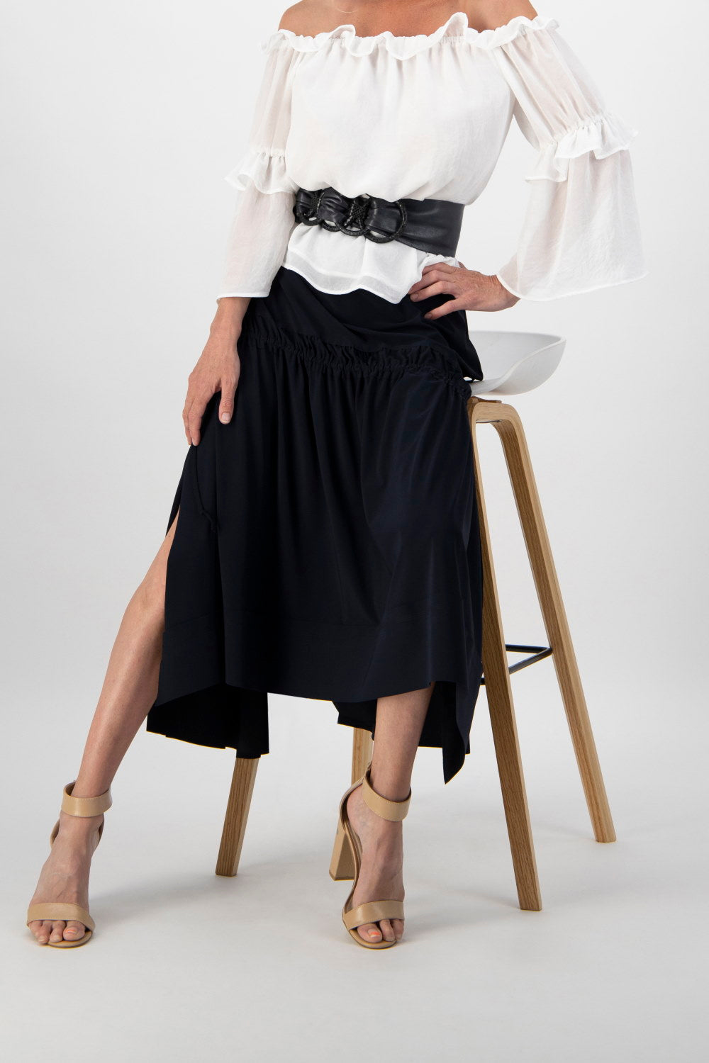 Paula Ryan Deep Basque Drawcord Skirt