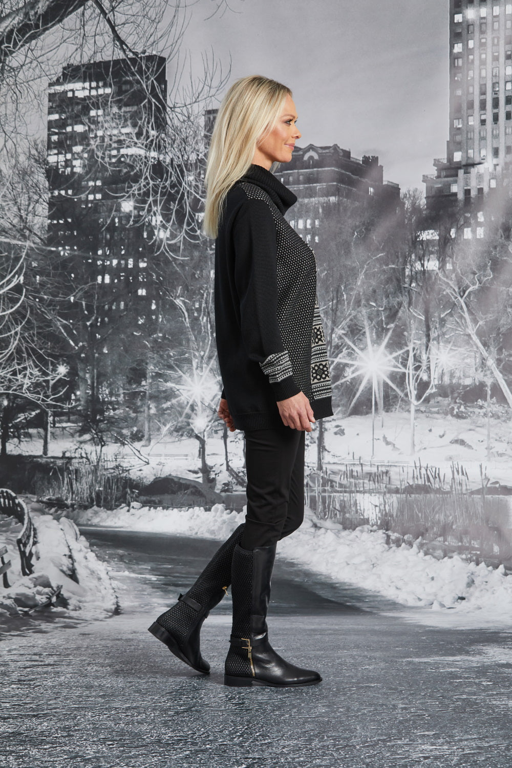 Paula Ryan Merino Cowl Neck Jumper Black ROSSELLINI SHINE