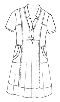 Paula Ryan Dress Notched Neck Short Sleeve, Poppy