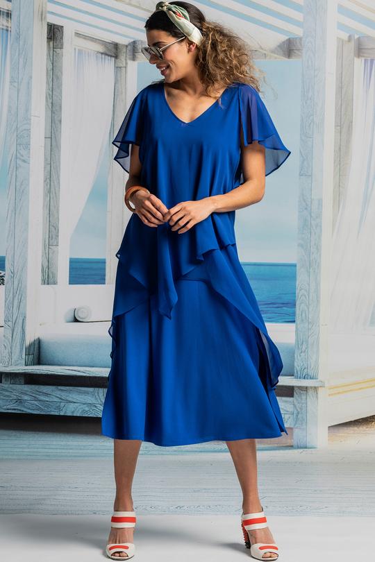 Paula Ryan V Neck Layered Dress - Lapis Blue – ROSSELLINI + SHINE