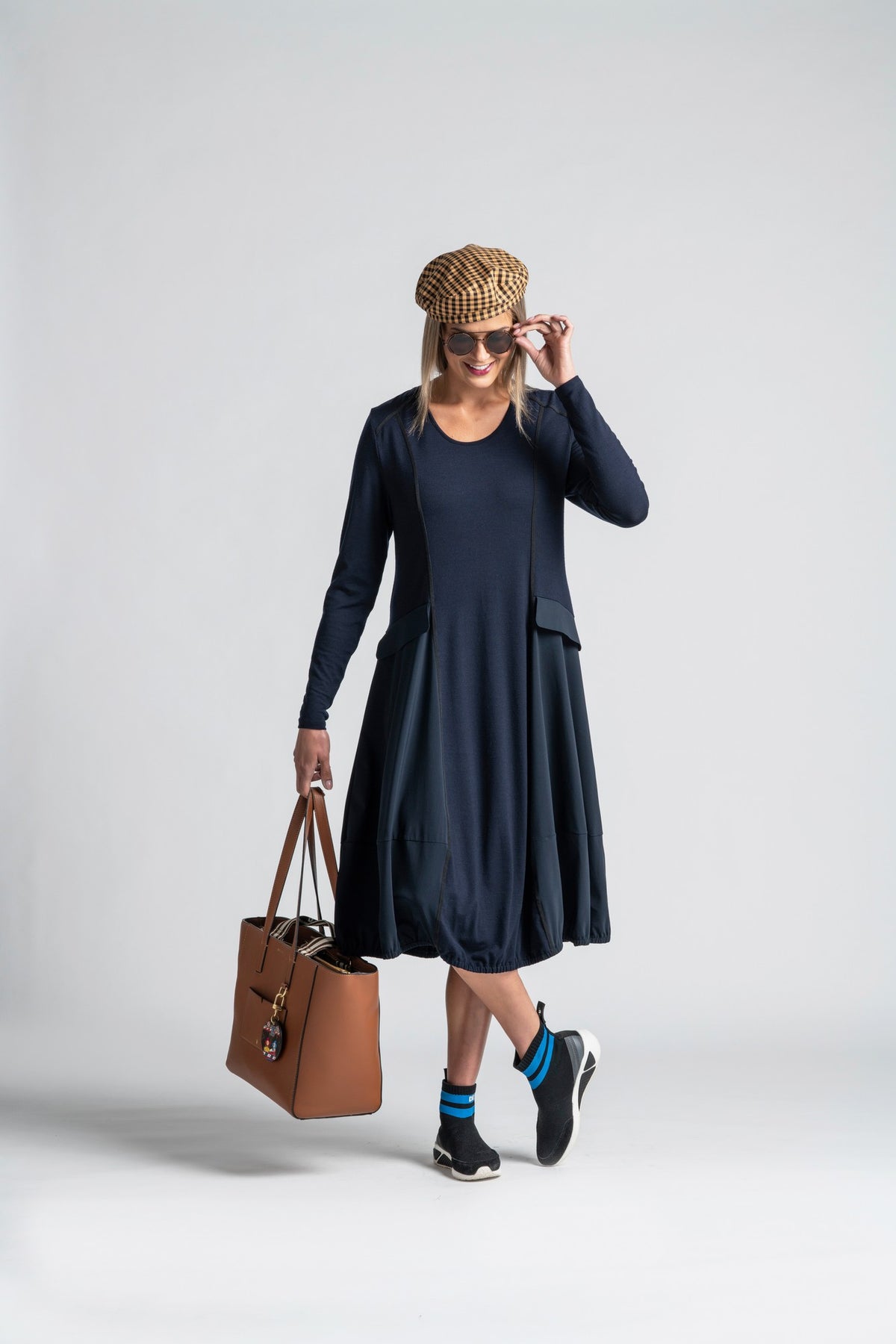 Paula Ryan Merino Panelled Bell Dress - Ironsand