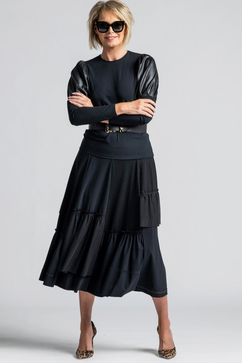 Paula Ryan Layered Basque Skirt - Black