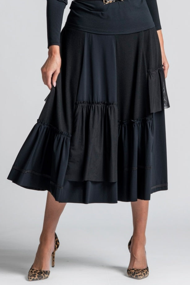 Paula Ryan Layered Basque Skirt - Black