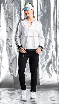 Paula Ryan Roma Lite Laced Up Sweater - White