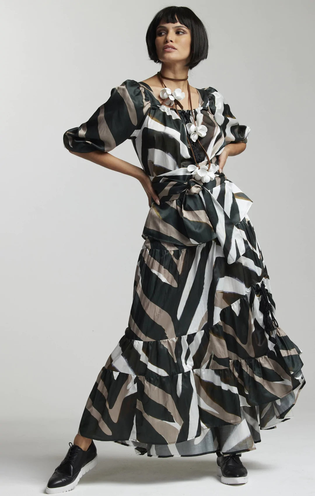 Paula Ryan Layered Skirt - Maxi Zebra