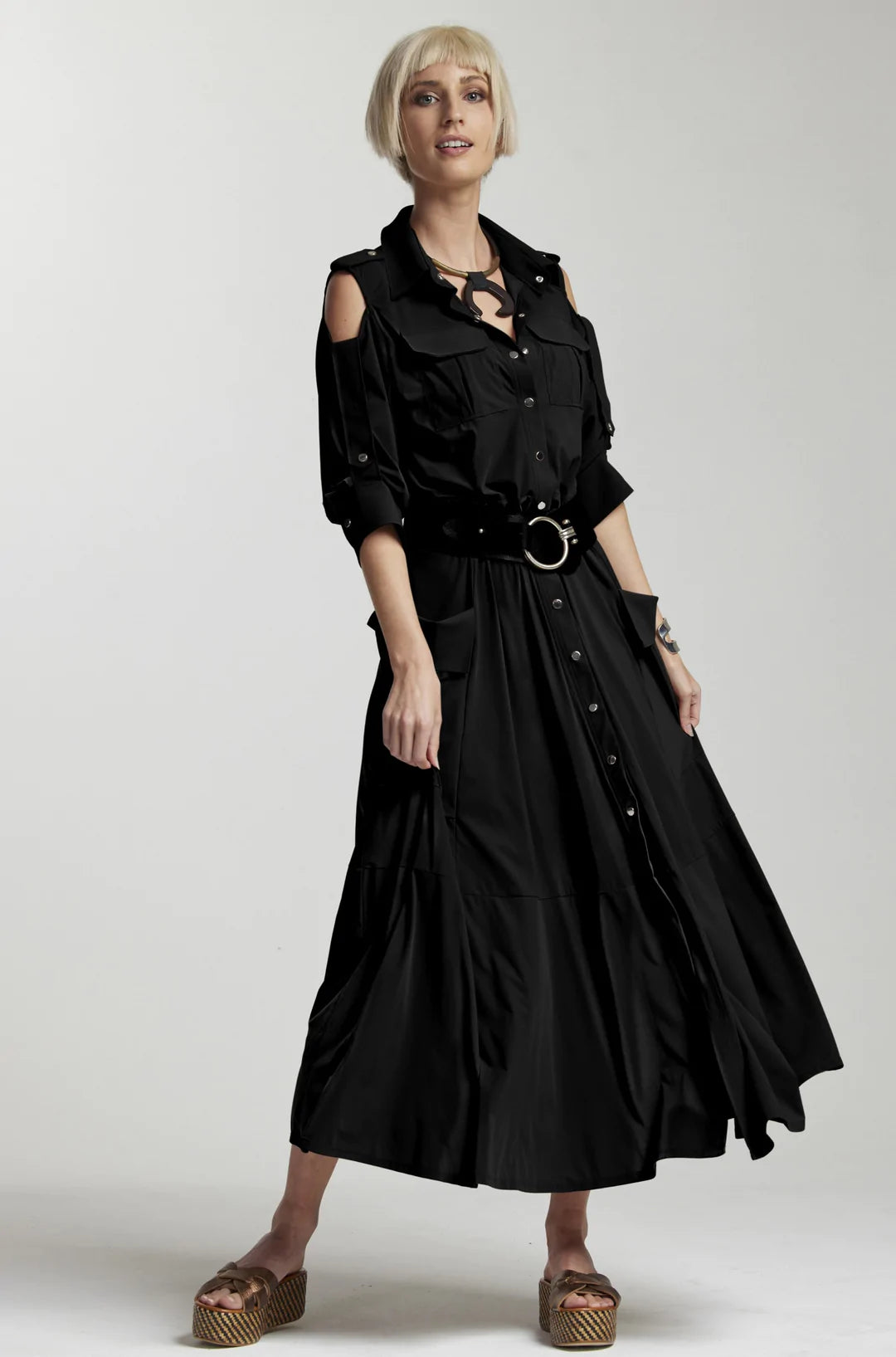 Black top utility dress