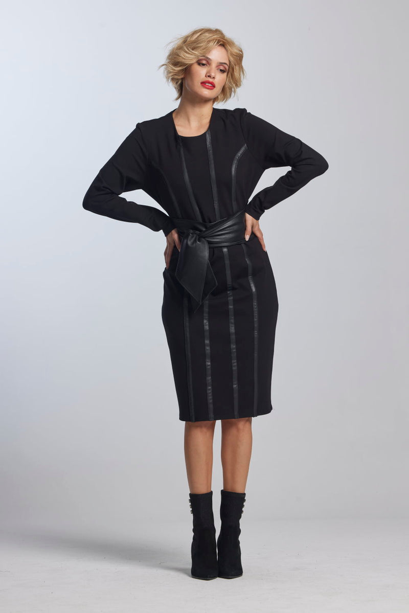 Paula Ryan Leather Trim Roma Panel Dress