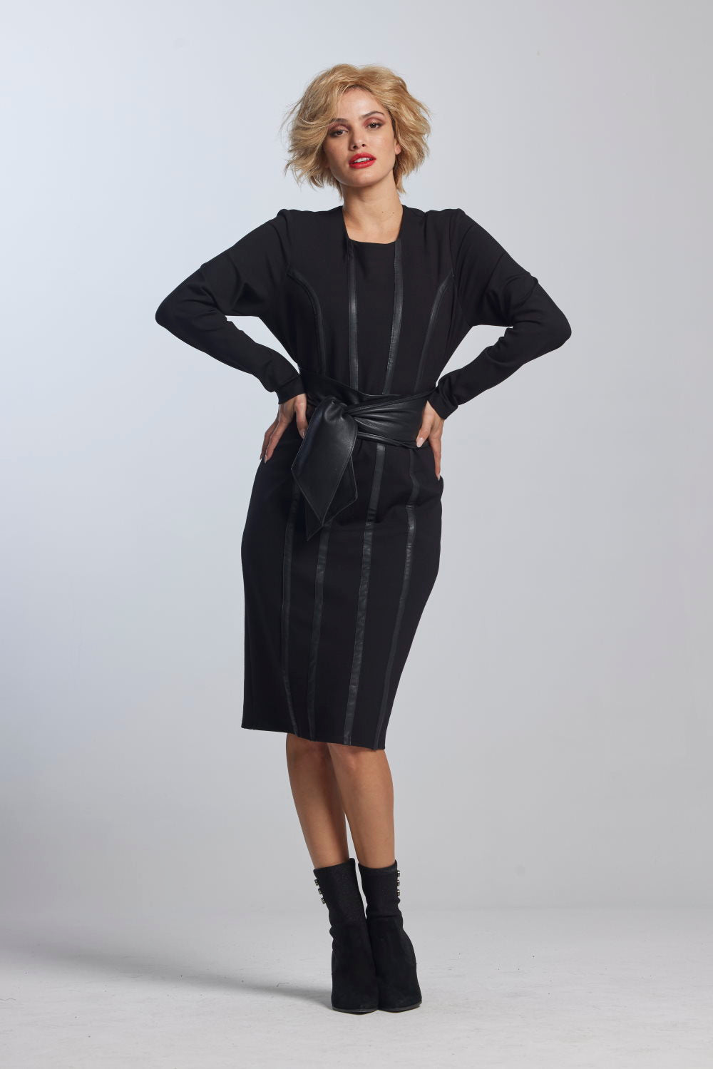 Paula Ryan Leather Trim Roma Panel Dress