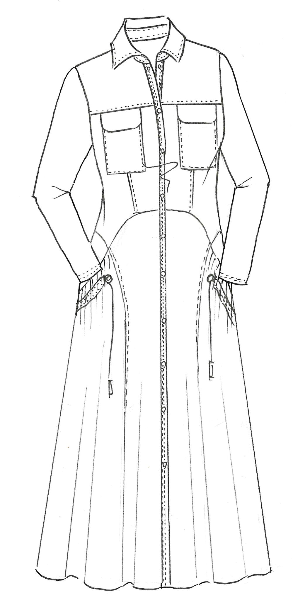 Paula Ryan Drawcord Shirt Dress - Black