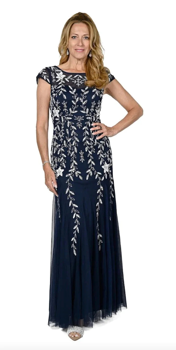 Frank Lyman Navy And White Gown