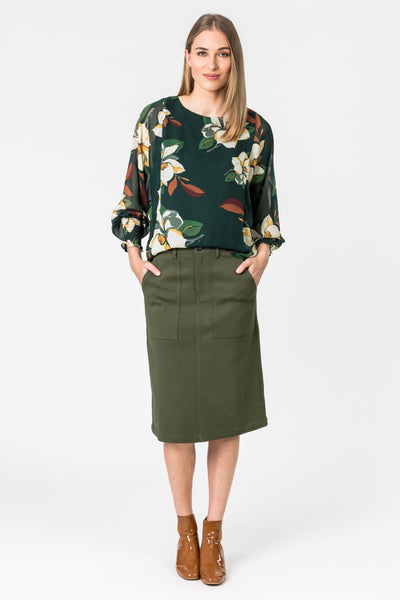 Large Floral Shinned Cuff Top