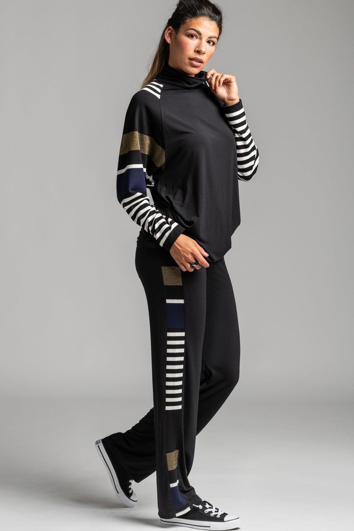 Paula Ryan Relaxed Side Stripe Lounge Pant - Cashmere Modal