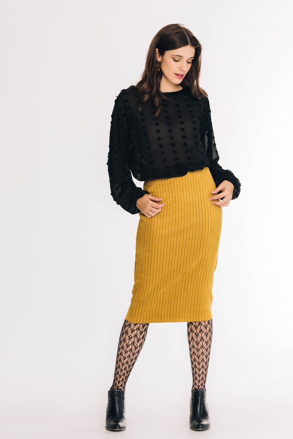 Mustard sales ribbed skirt