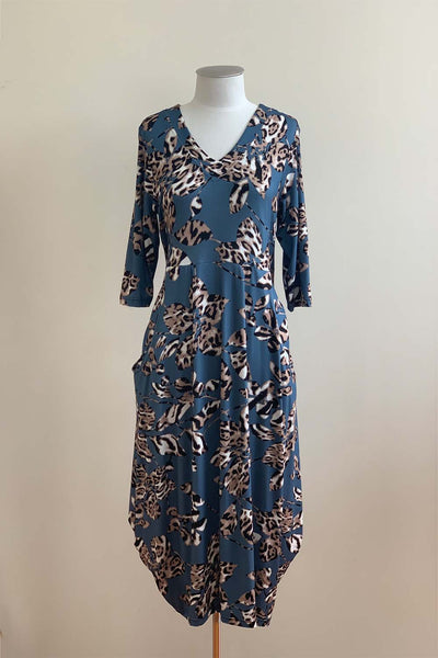 Bittermoon Carly Dress - Blue Leopard Print