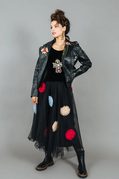 David Pond Vintage Flower Skirt - Black