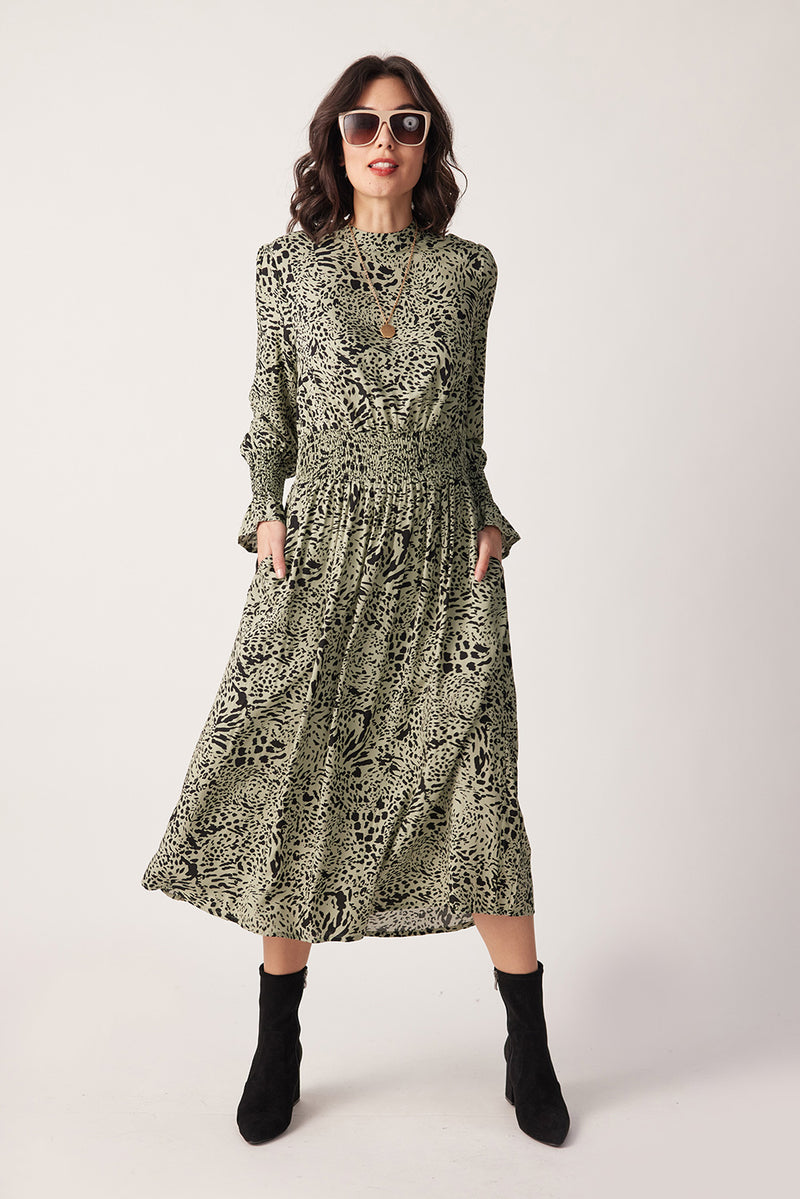Lemon Tree Esme Lined Dress - Sage Print