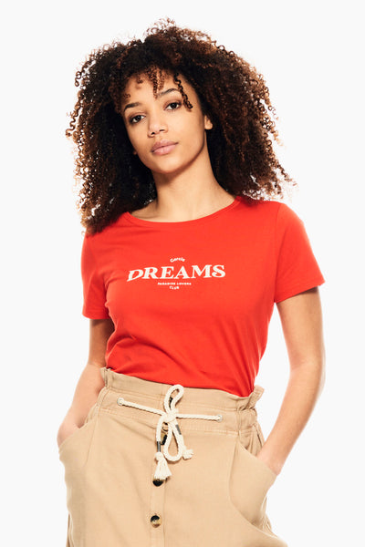 Garcia Orange-Red T-Shirt With Text Print