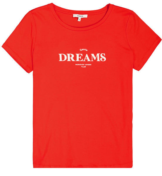 Garcia Orange-Red T-Shirt With Text Print