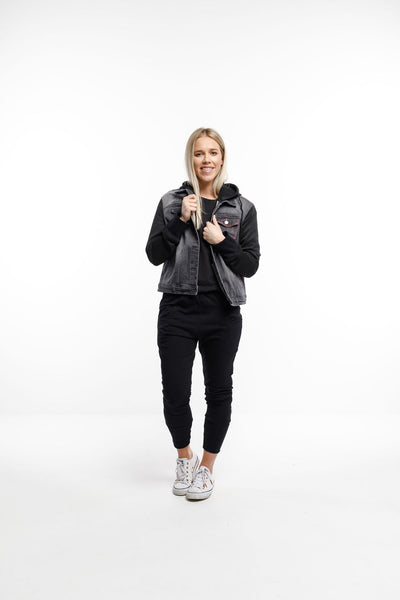 Home Lee Hooded Denim Jacket - Black